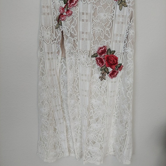 Lulus White Lace Floral Embroidered Two Piece Maxi Skirt Set Size Medium - Picture 4 of 8
